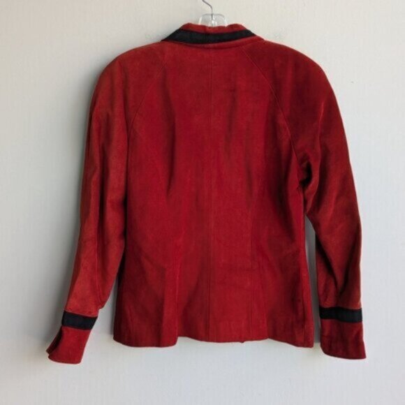 Vintage Danier Leather Blazer Jacket - Red & Black - Picture 2 of 11